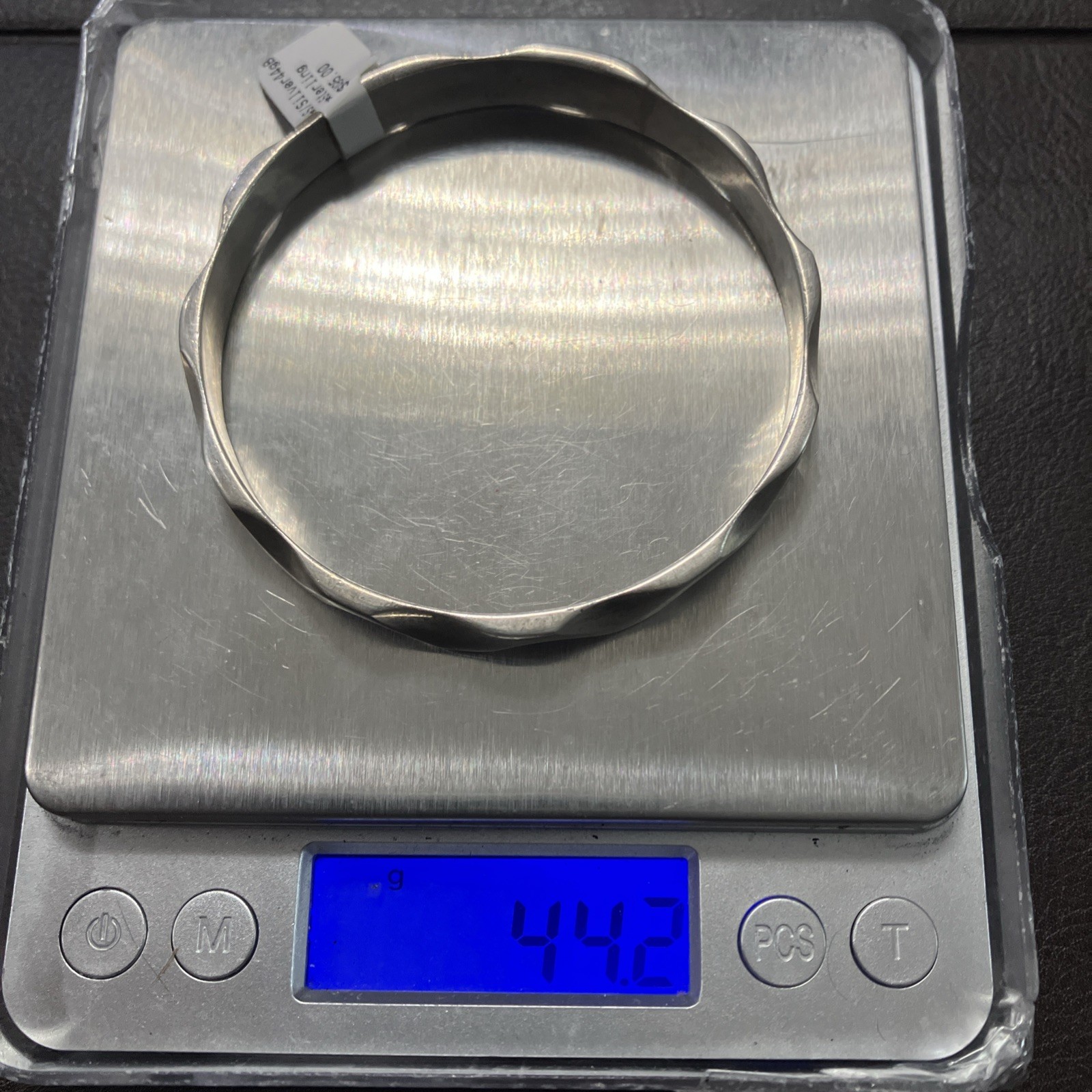 Sterling Silver Solid Bangle 44 Grams Natural Pat… - image 6