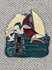 Vintage Metal Coastal Seagull Lighthouse  Sea Sun Catcher Stain Glass