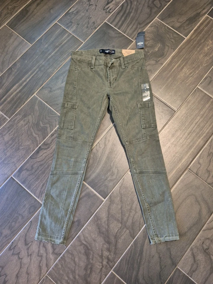 Новый Hollister укороченный грузовой зеленый армия брюки женский размер 0 - Изображение 2 из 4