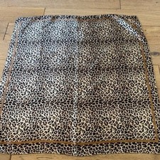 Leopard Print Scarf 100 Silk Brown Excellent Cond. Square Animal Print 1727