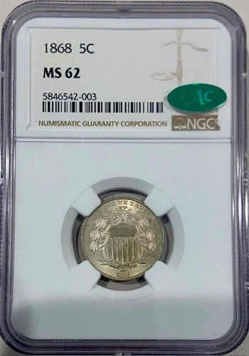 1868-P Shield Nickel — photo from the most recent tracked eBay sale