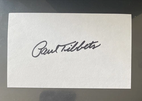 Paul Tibbets Signed Autographed 3x5 Card Enola Gay Atomic Bomb B-29 WW2