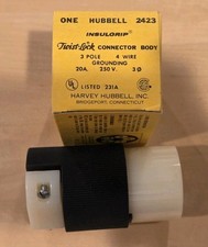 PN 2423, HBL2423 - HUBBELL TWIST LOCK CONNECTOR BODY - 20A, 250V, 3 POLE, 4...