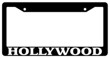 Black License Plate Frame Hollywood City State Auto Accessory 1353