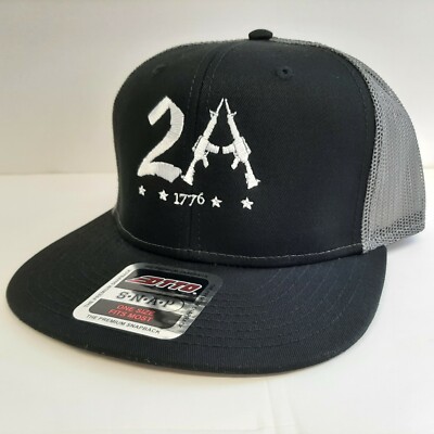 2nd Amendment Pro Gun Rights Baseball Cap Flat Bill Trucker Mesh Snapback Black