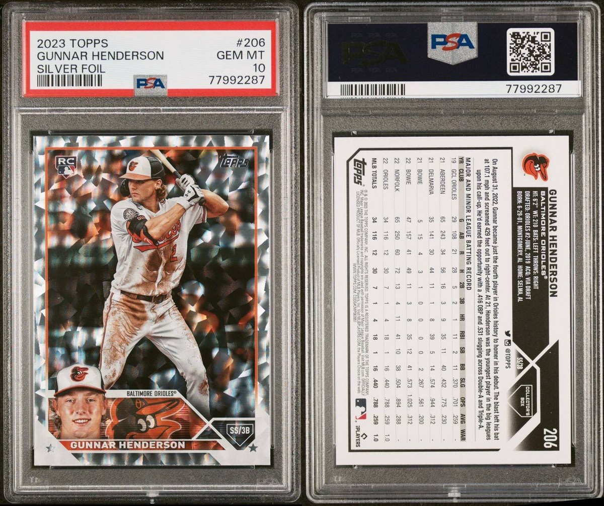 2023 Topps Gunnar Henderson Silver Foil PSA 10 Orioles 2023 Topps Gunnar Henderson Silver Foil PSA 10 Orioles