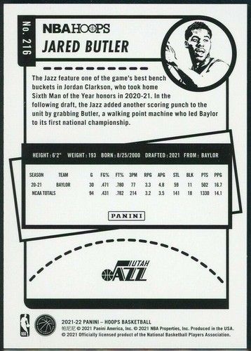Utah Jazz 2021 2022 Hoops Factory Team Set Jared Butler Rookie Card - Bild 8 von 8