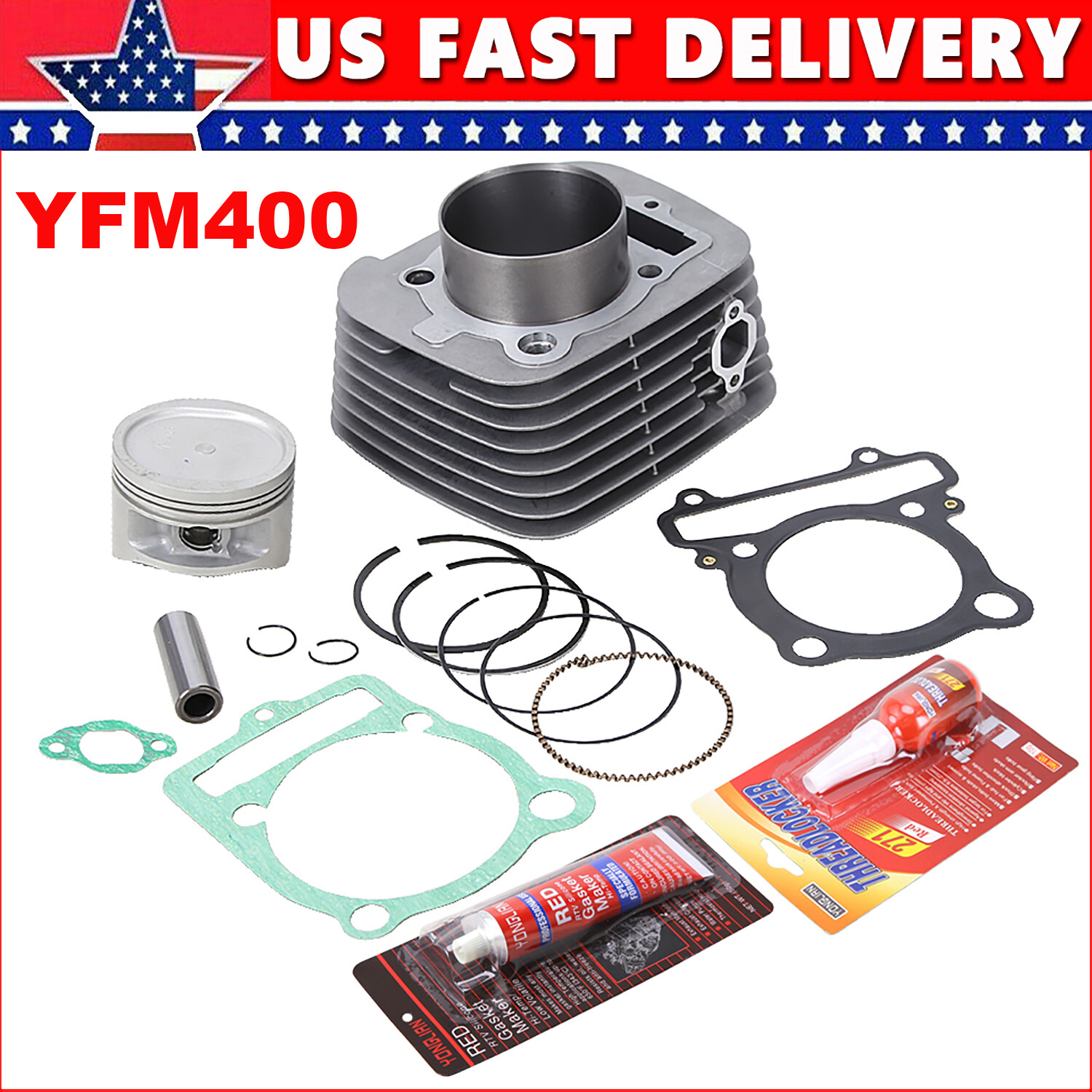 Cylinder Piston Ring Gasket Kit for Yamaha Kodiak 400 1993-99 / Big Bear 00-2012