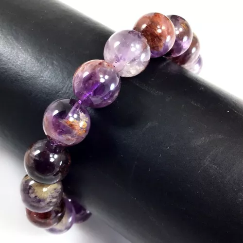 Handmade Gemstone Natural Super Seven Crystal Beaded Bracelet 7.5" 4 6 8 10 12mm - Picture 17 of 29