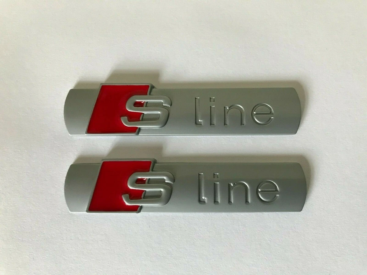 2 x Silver Audi S Line Badge Emblem SLine A 1 2 3 4 5 6 8 Q RS