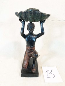 Antique F. Bergmann ( Bergman ) Bronze Figure Arab holding Shell unique B