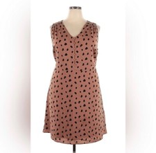 Chic Tan & Black Polka Dot Dress – Plus Size 2XL – Elegant & Comfortable!