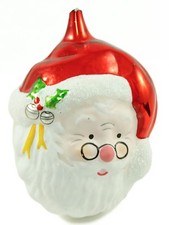 Giordana Painted Glass Santa Head Christmas Ornament Holiday Decoration