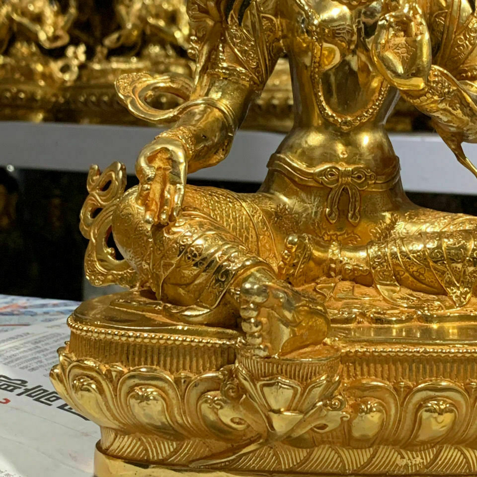 12"/30cm Genuine Bronze Gilt guanyin Kwanyin Bodhisattva Tara Buddha