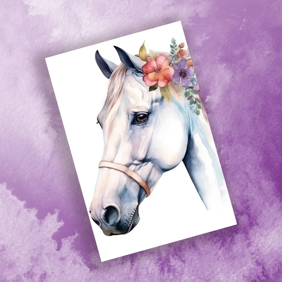 10 tarjetas de notas surtidas para todas las ocasiones tarjetas de felicitación en blanco florales caballos Foto 2 de 3