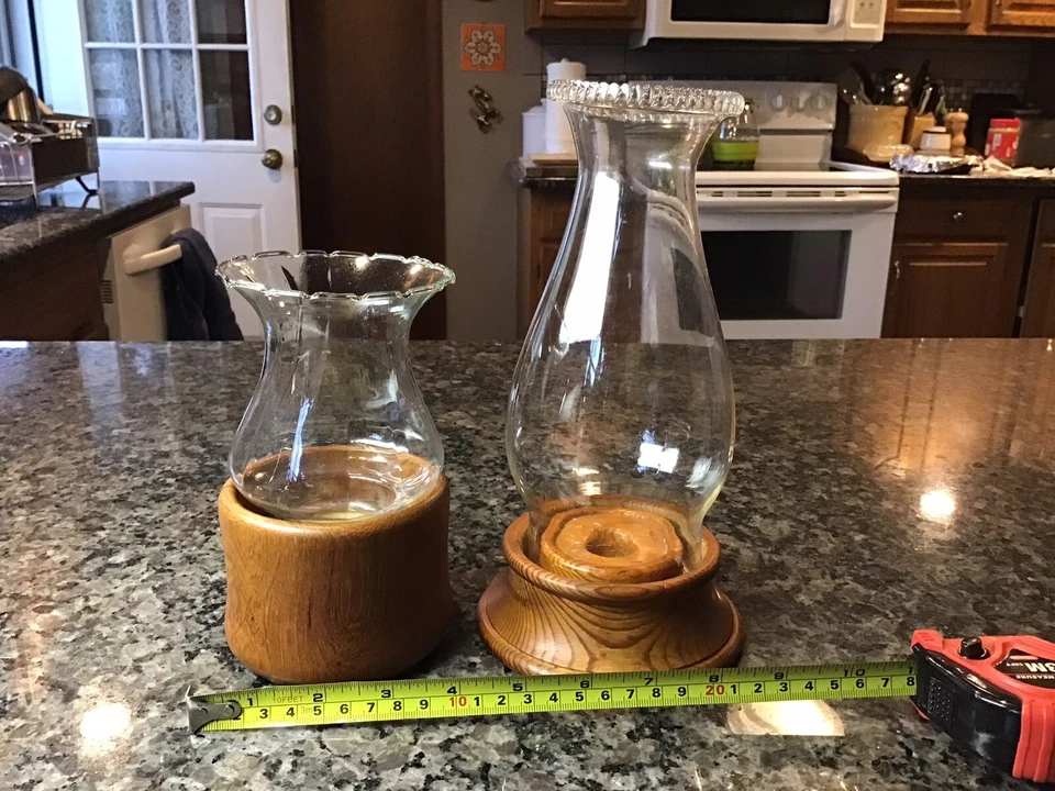 PAR DE COLECCIÓN Candelabro Madera Teca Genuina Delfín Lámpara Huracán Tailandia CONJUNTO Foto 2 de 4