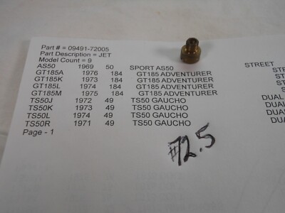 Suzuki, NOS, AS50, GT185, TS50, Jet (72.5), # 09491-72005. H40a | eBay