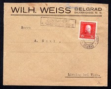 AUSTRIA HUNGARY YUGOSLAVIA 1917 WAR TIME CENSORED JUDAICA COVER FROM BELGRAD