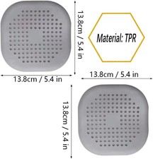 4-teiliges Spülbeckensieb – Saugnapf-Sieb Aus TPR, 14,5 X 14,5 Cm, Grau/weiß, Gegen Haare & Verstopfung