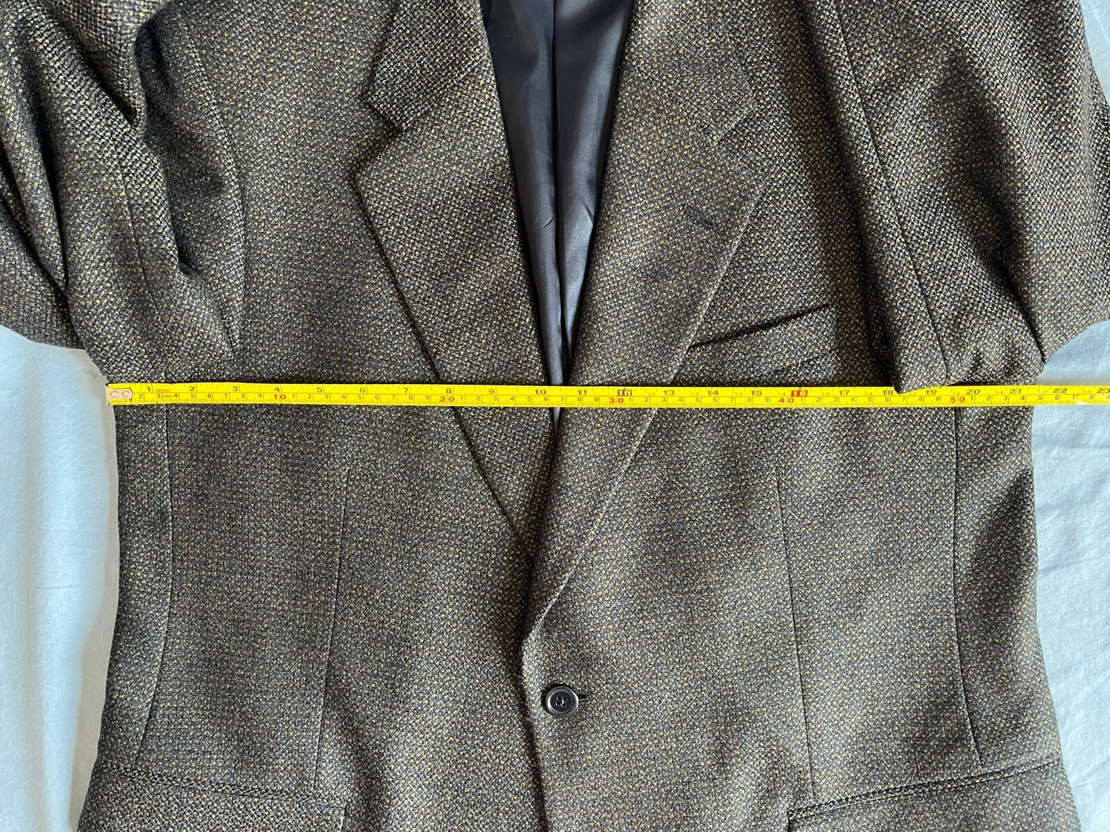 Tallia Uomo Navy Brown Tweed Barleycorn Sport Coat 38S 100% Wool Union USA 