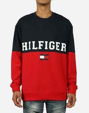 Tommy Hilfiger Men's Fleece Logo Pullover Hoodie Sweatshirt Colorblock M
