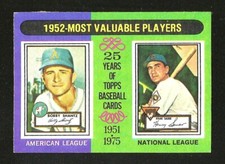 1975 Topps SET BREAK #190 MVPs 1952 BOBBY SHANTZ/HANK BAUER (SB3)