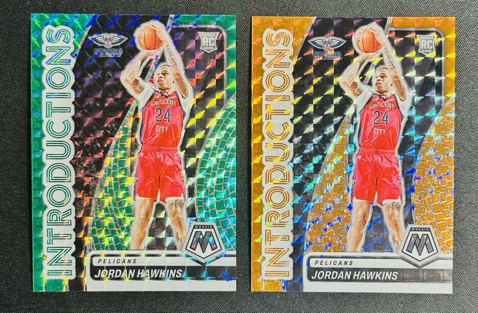 Jordan Hawkins 2023-24 Mosaic Introduction Rookie Orange /49 & Green /75! #14 RC