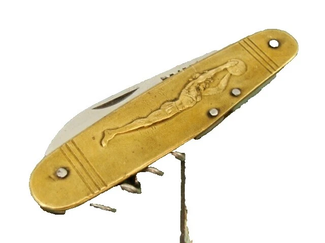 Mango de latón Sacacorchos cuchillos plegables Vintage de colección