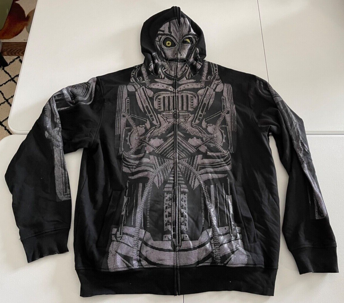 Social Collision Robot Black Full-Zip Hoodie Hooded Sweatshirt