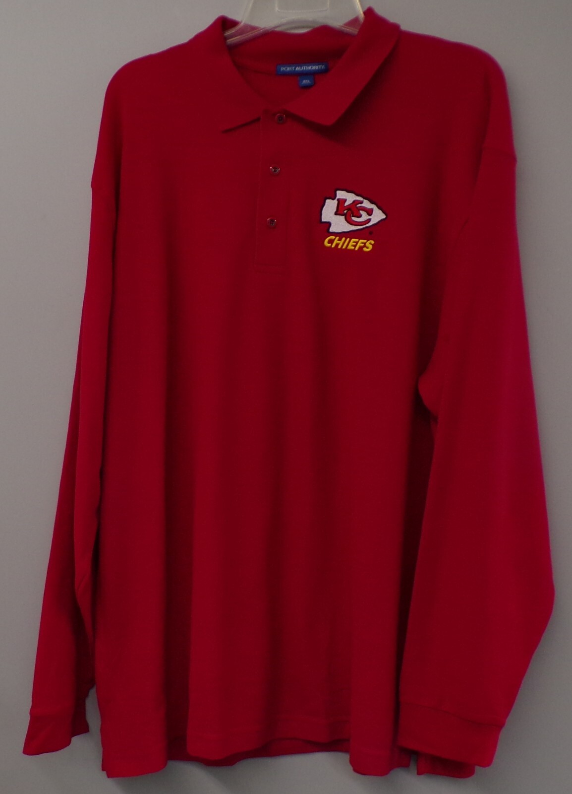 NFL Football Kansas City Chiefs Mens Long Sleeve Polo Shirt XS-6XL, LT-4XLT New