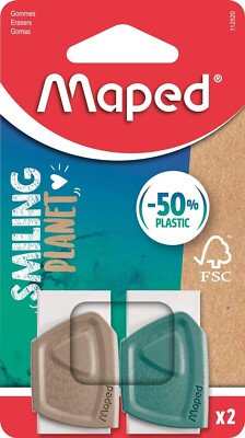 Maped Eraser Smiling Planet x2 - Ergonomic, Brown/turquoise