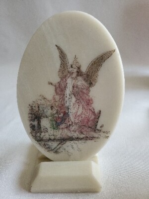 Authentic Handcraft from TN Angle Watching over Children Etching on Soapstone