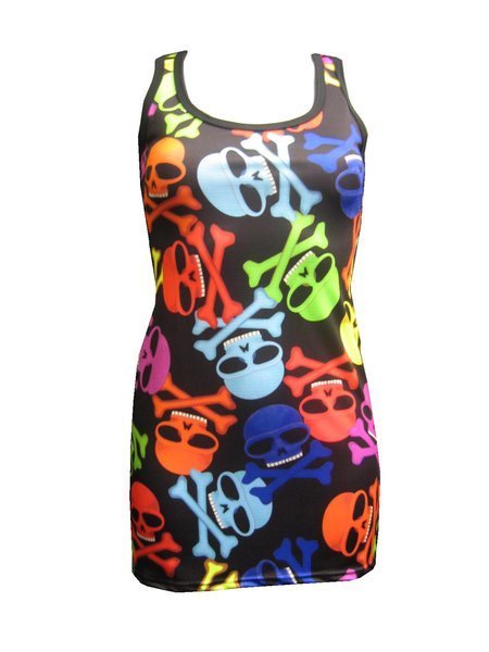 knee length dresses for ladies Skulls & Sunflowers Ladies Tank Top Dress S / Black