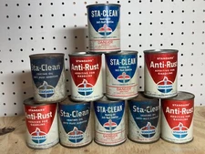 Vintage Unopened Standard Oil Anti-Rust & Sta-Clean Additive 4 Oz Cans