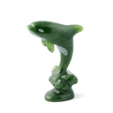 Genuine Canadian Nephrite Jade Orca Whale Figurine - Multiple Sizes