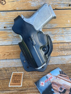 AKER Black Leather Flatsider Paddle Holster For S&W Smith Wesson