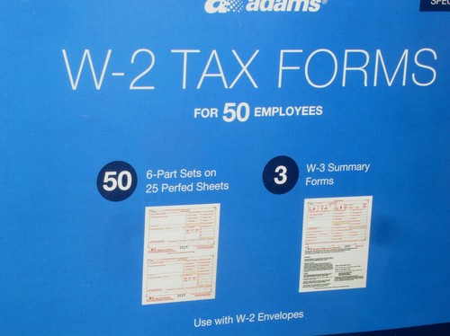 SEALED Adams 2019 W 2 TAX FORMS 50 EMPLOYEES 6 PART SETS W 3 SUM 
