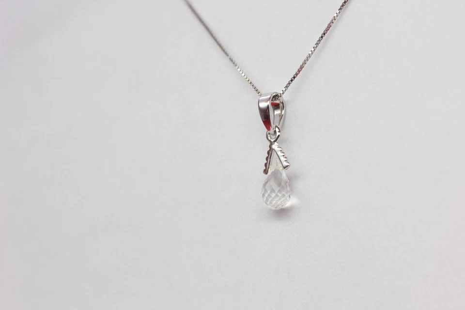 Nobile 2,25 Carati Topazio Bianco Rimorchio 925 Collier Collana Argento Alto - Immagine 4 di 4