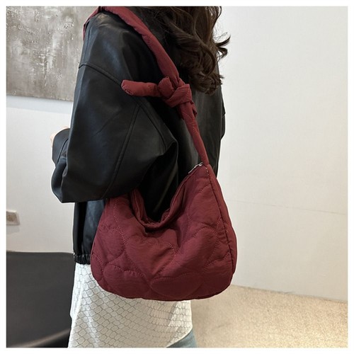 Down Cotton Padded Puffy Handbags Large Capacity Underarm Bags for Women Girls - Picture 7 of 19