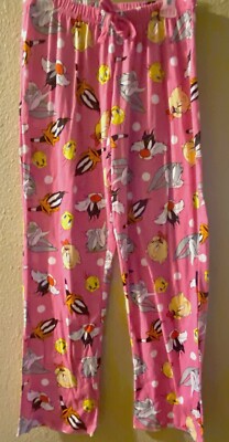 womens looney tunes pink pajama lounge pants regular plus bugs porky daffy 