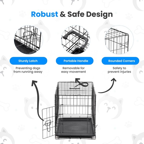 24 Inch Single Door Dog Crate Metal Wire Cage with Leak-Proof Plastic Tray - Picture 4 of 7