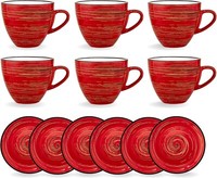 Wilmax | Spiral Tassen Mit Untertassen | 6Er-Set | 300 Ml | Tassenset | Kaffeeta