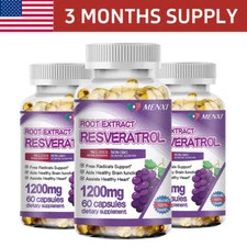 Resveratrol Maximum 1200MG Strength Natural 180 CAPSULES Anti Aging Antioxidant