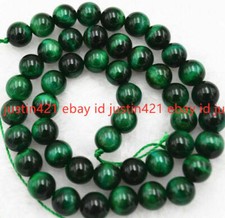 Natural 6/8/10/12/14mm Gemstone Green Tiger's Eye Round Loose Beads 15'' AAA