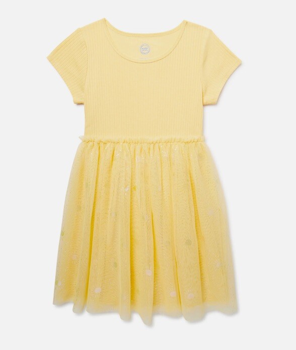 Wonder Nation Girls Short Sleeve Beehive Yellow Tutu Dress Size Medium (7-8) NEW