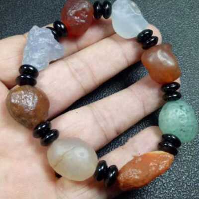 14mm Natural Jade Colored Gemstone Cuff Lucky Bracelet Party