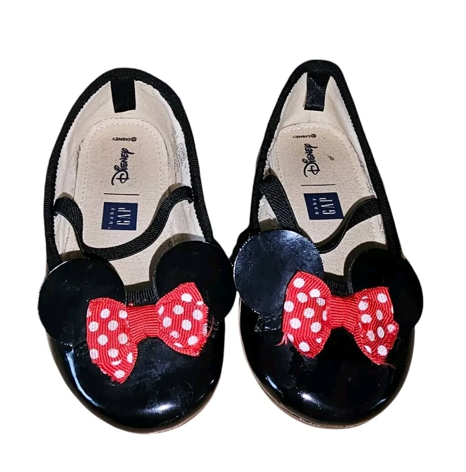 Sapatos rasos Baby Gap meninas Minnie Mouse couro envernizado Mary Jane CRIANÇA 7 - Imagem 2 de 4