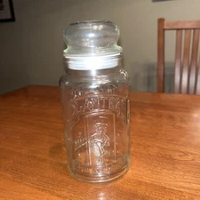 VINTAGE PLANTERS MR. PEANUT GLASS JAR 75TH ANNIVERSARY 1906-1981 WITH LID