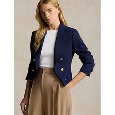RALPH LAUREN Wool Crepe Open-Front Cropped Blazer Women's Size 8