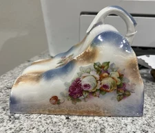 VINTAGE COVERED CHEESE BUTTER DISH CERAMIC PORCELAIN VICTORIAN  Roses Just Lid.
